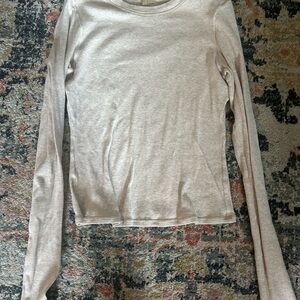 SKIMS Long Sleeve Ribbed Top in Light Beige